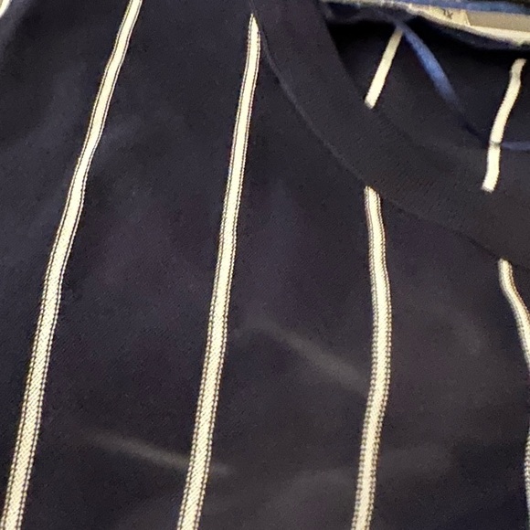 NWT Cyrus Eclipse Blue & White Vertical Stripe Striped Blouson Hem Blouse Top XL - Picture 3 of 3